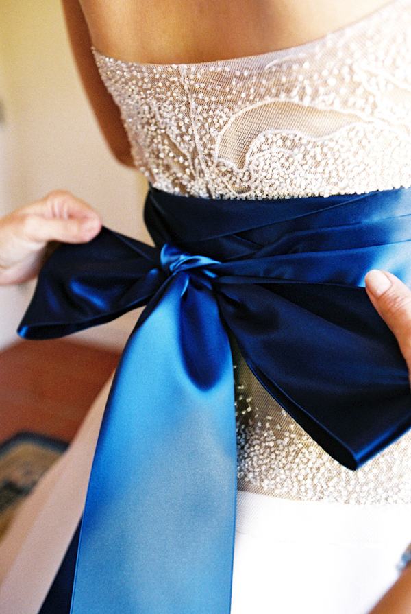 royal blue wedding dress sash photo by Yvette Roman Photography